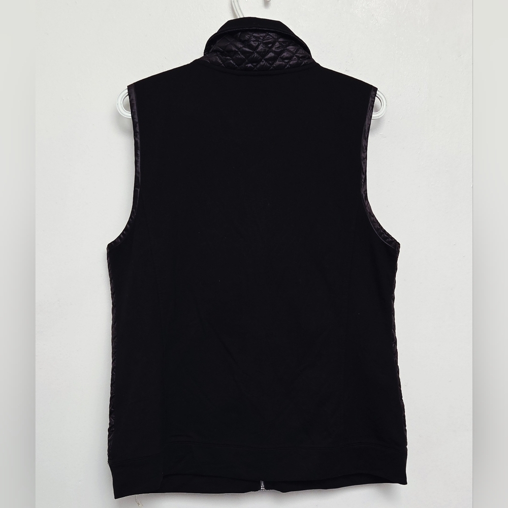 Ralph Lauren Womens Sz M Black Quilted Vest Full Zip Pocket - Picture 2 of 11
